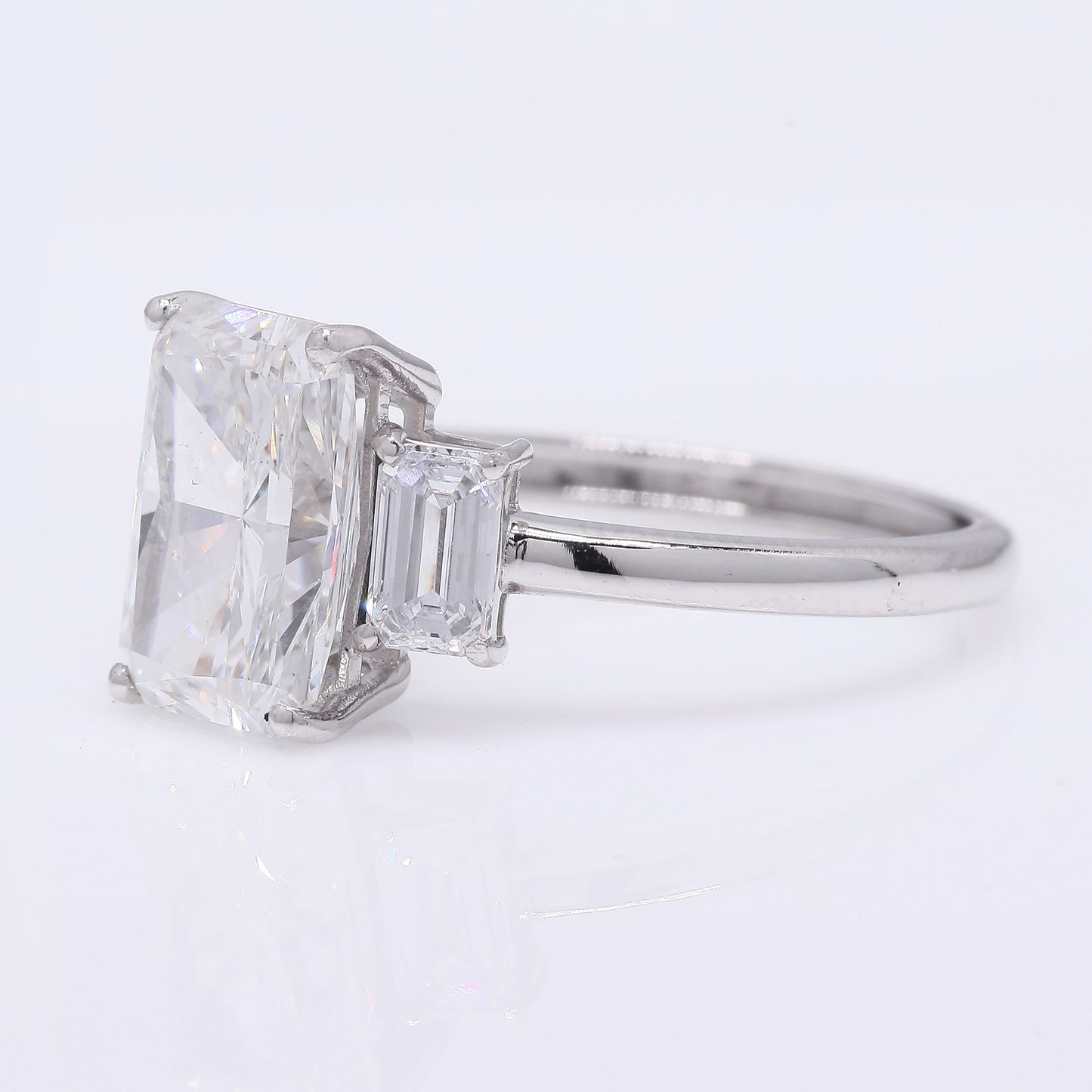 3.63 Ct Cut Cornered Rectangular Modified Brilliant Lab Grown Diamond 950 Platinum Ring