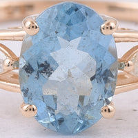 1.26 Ct Oval Natural Aquamarine 14K Gold Ring