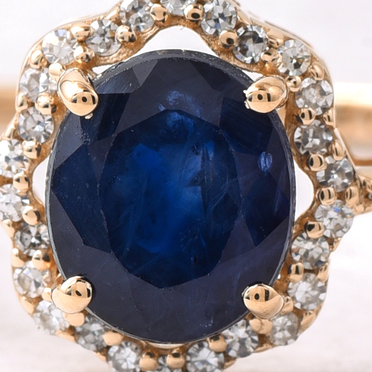 1.71 Ct Oval Mixed Cut Natural Sapphire 14K Gold Ring