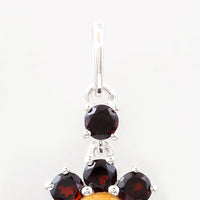 1.22 Ct Round Citrine, Garnet, 925 Sterling Silver Pendant