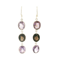 10.10 Ct Amethyst, Smoky Quartz 925 Sterling Silver Earrings