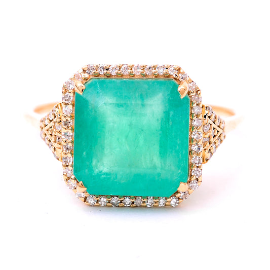 4.85 Ct Octagon Step Cut Natural Emerald 14K Gold Ring