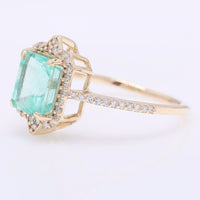 1.76 Ct Octagon Step Cut Natural Emerald 14K Gold Ring