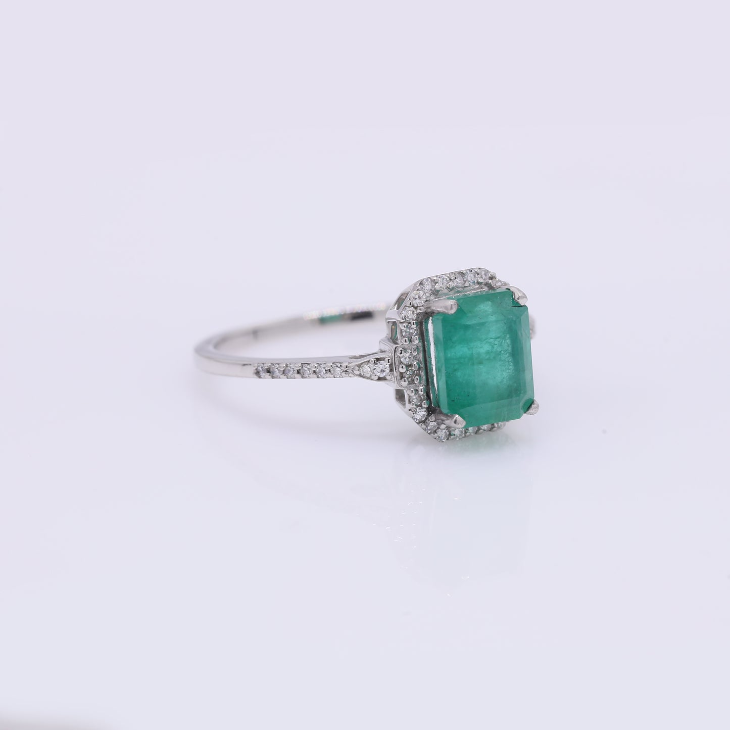 2.14 Ct Octagon Step Cut Natural Emerald 950 Platinum Ring
