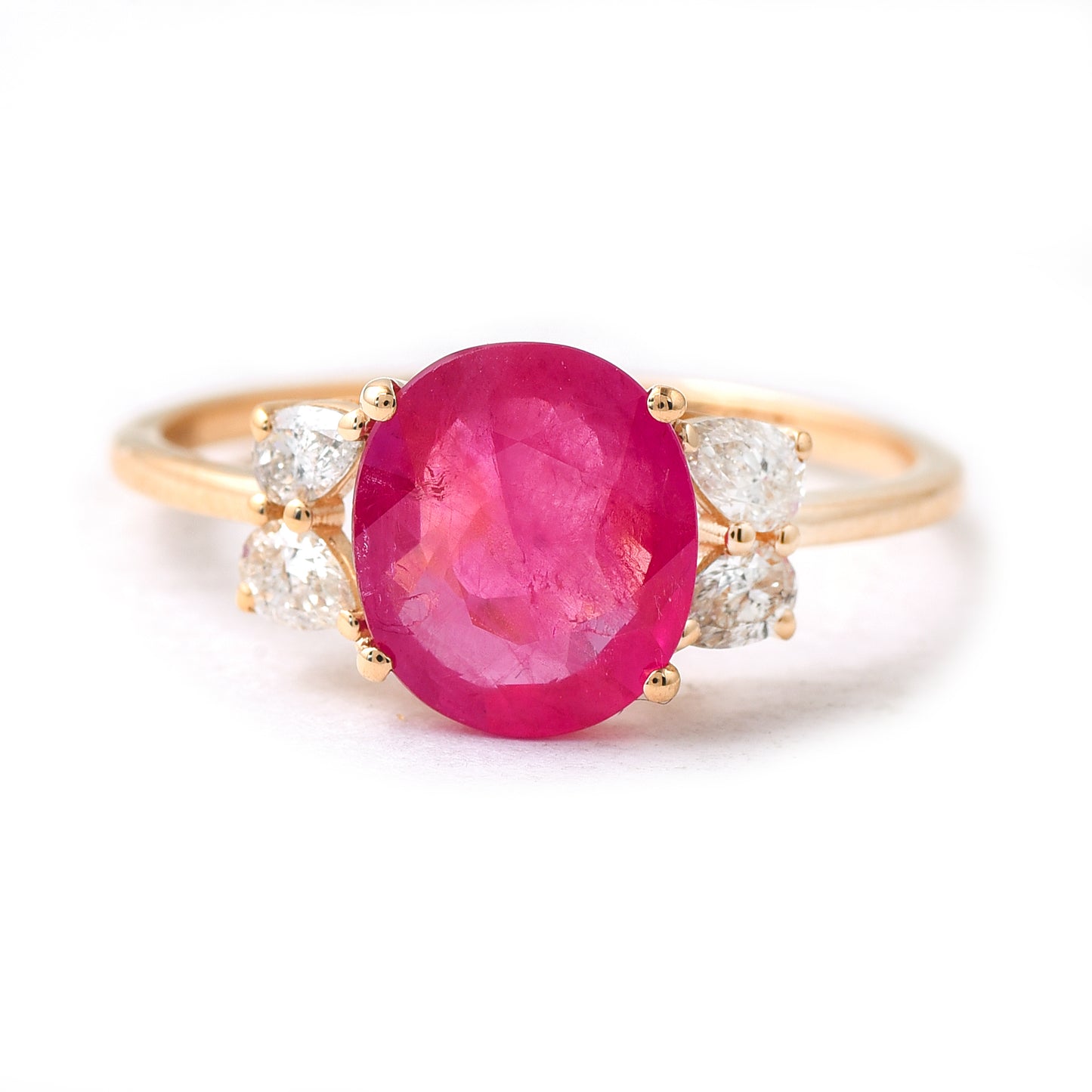 1.48 Ct Oval Mixed Cut Natural Ruby 14K Gold Ring