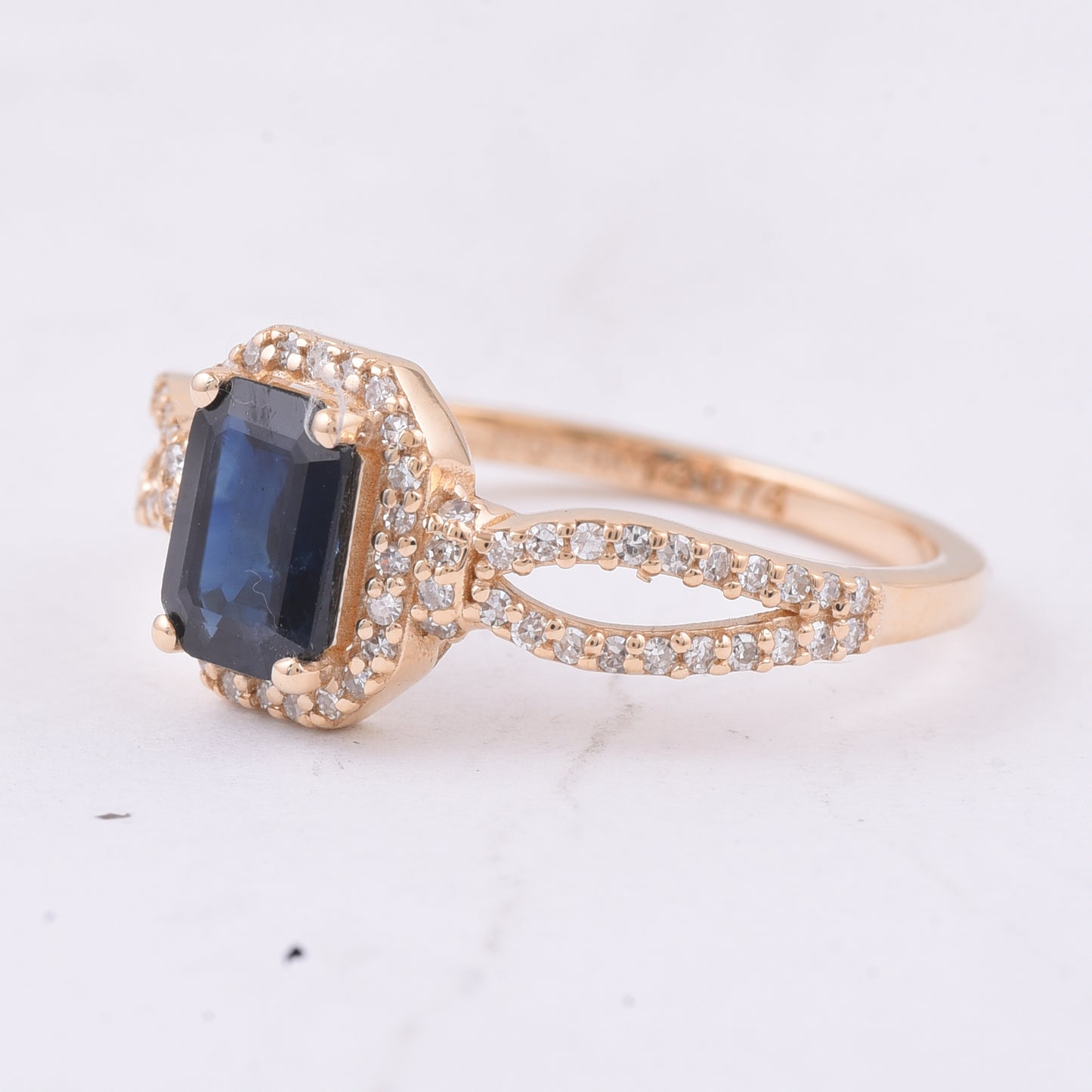 1.08 Ct Octagon Step Cut Natural Sapphire 14K Gold Ring