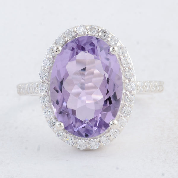 6.34 Ct Oval Amethyst 925 Sterling Silver Ring