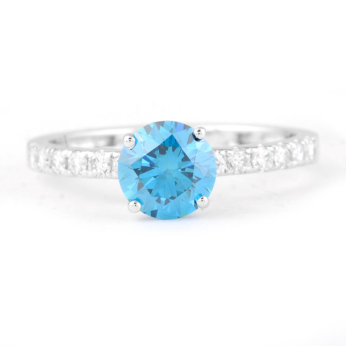 1.43 Carats Blue Lab Grown Diamond 14K Gold Ring