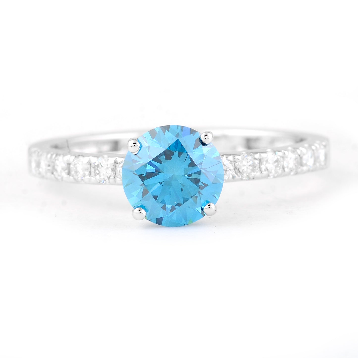 1.43 Carats Blue Lab Grown Diamond 14K Gold Ring