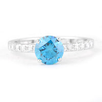 1.43 Carats Blue Lab Grown Diamond 14K Gold Ring
