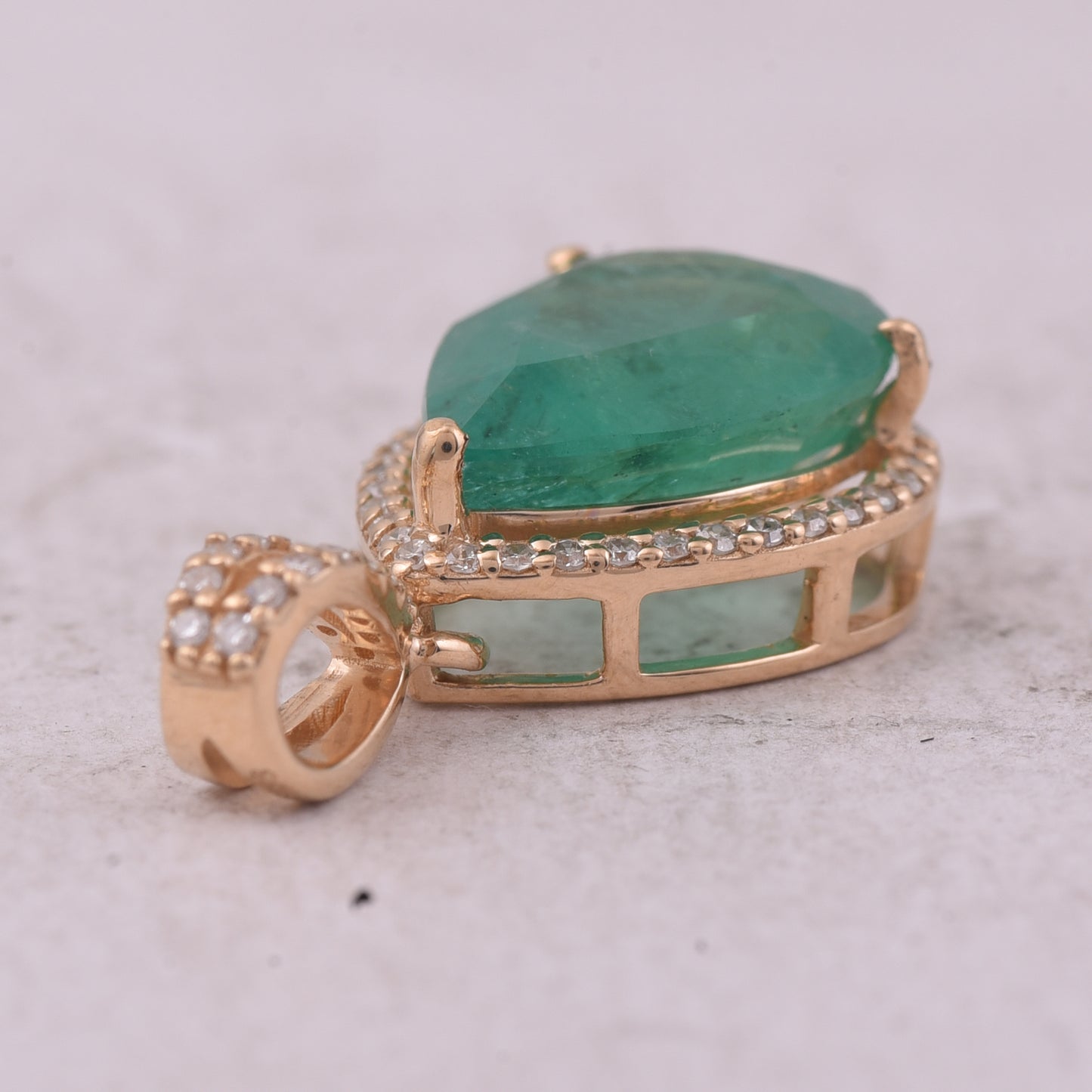 4.28 Ct Pear Emerald 14K Gold Pendant