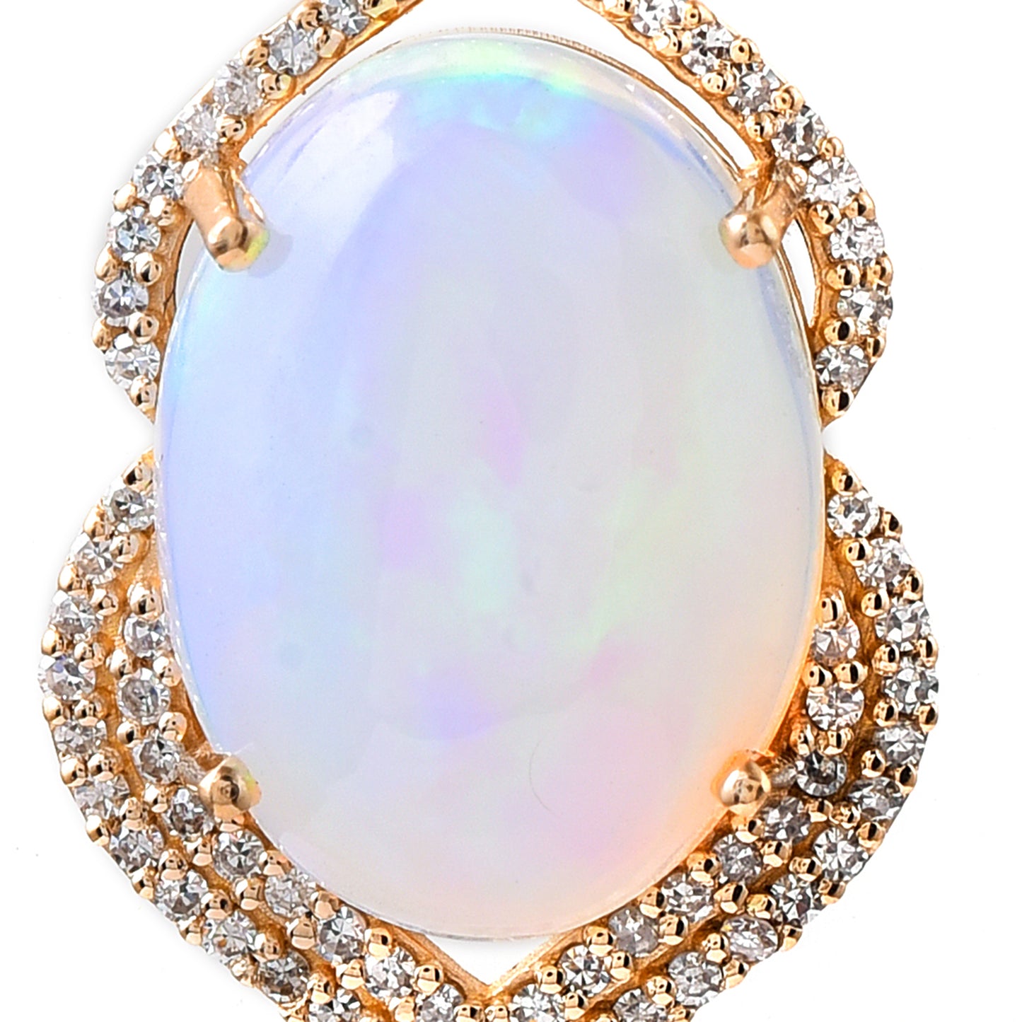 3.88 Ct Oval Cabochon Cut Natural Opal 14K Gold Pendant