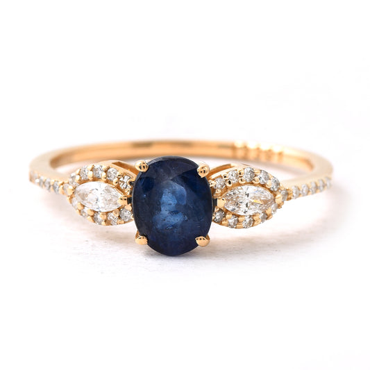 1.30 Ct Oval Sapphire 14K Gold Ring