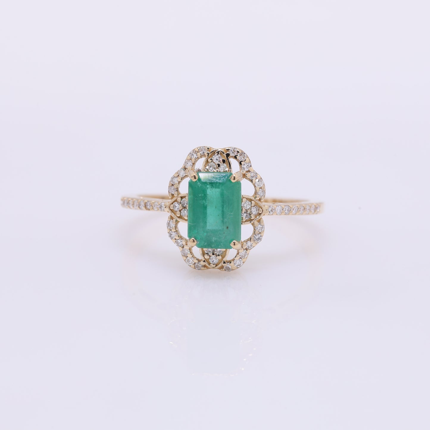 1.35 Ct Octagon Step Cut Natural Emerald 14K Gold Ring