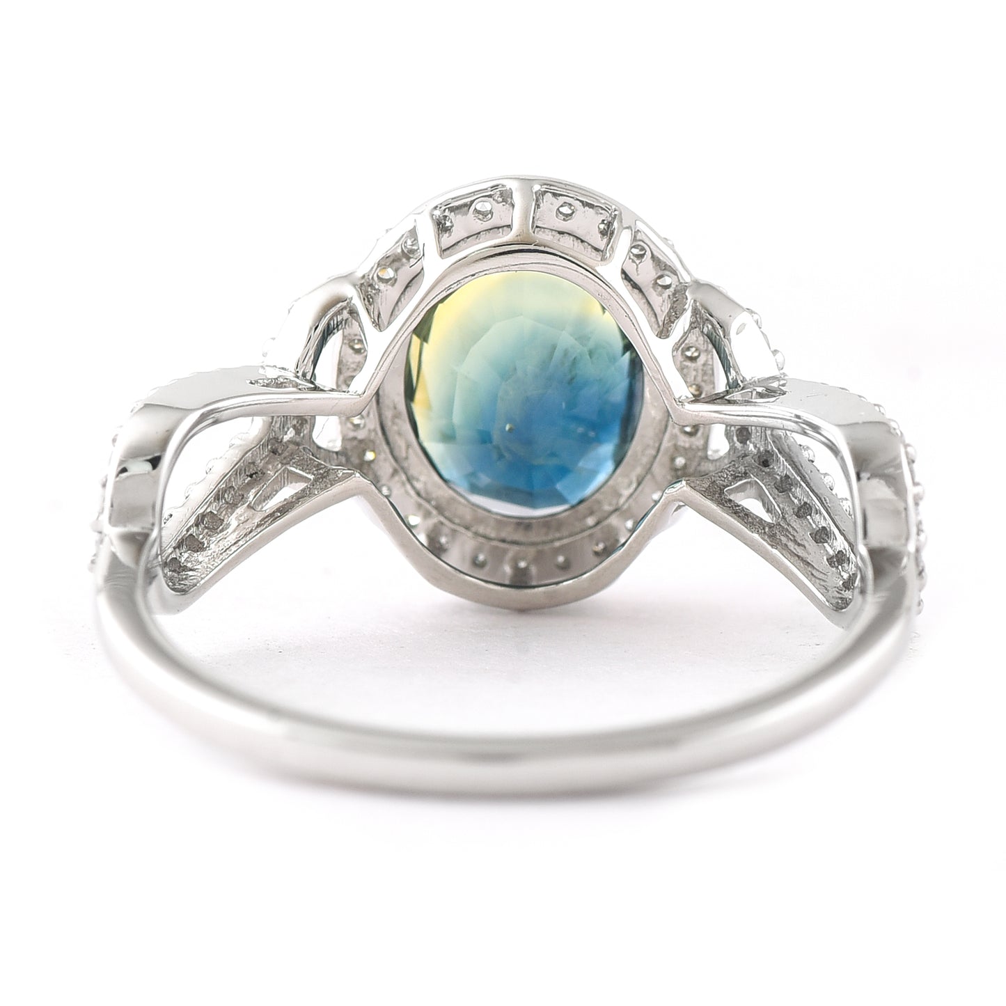 2.94 Ct Oval Mixed Cut Natural Bi-Coloured Sapphire 950 Platinum Ring