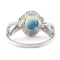 2.94 Ct Oval Mixed Cut Natural Bi-Coloured Sapphire 950 Platinum Ring
