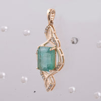 2.52 Ct Octagon Step Cut Natural Emerald 14K Gold Pendant