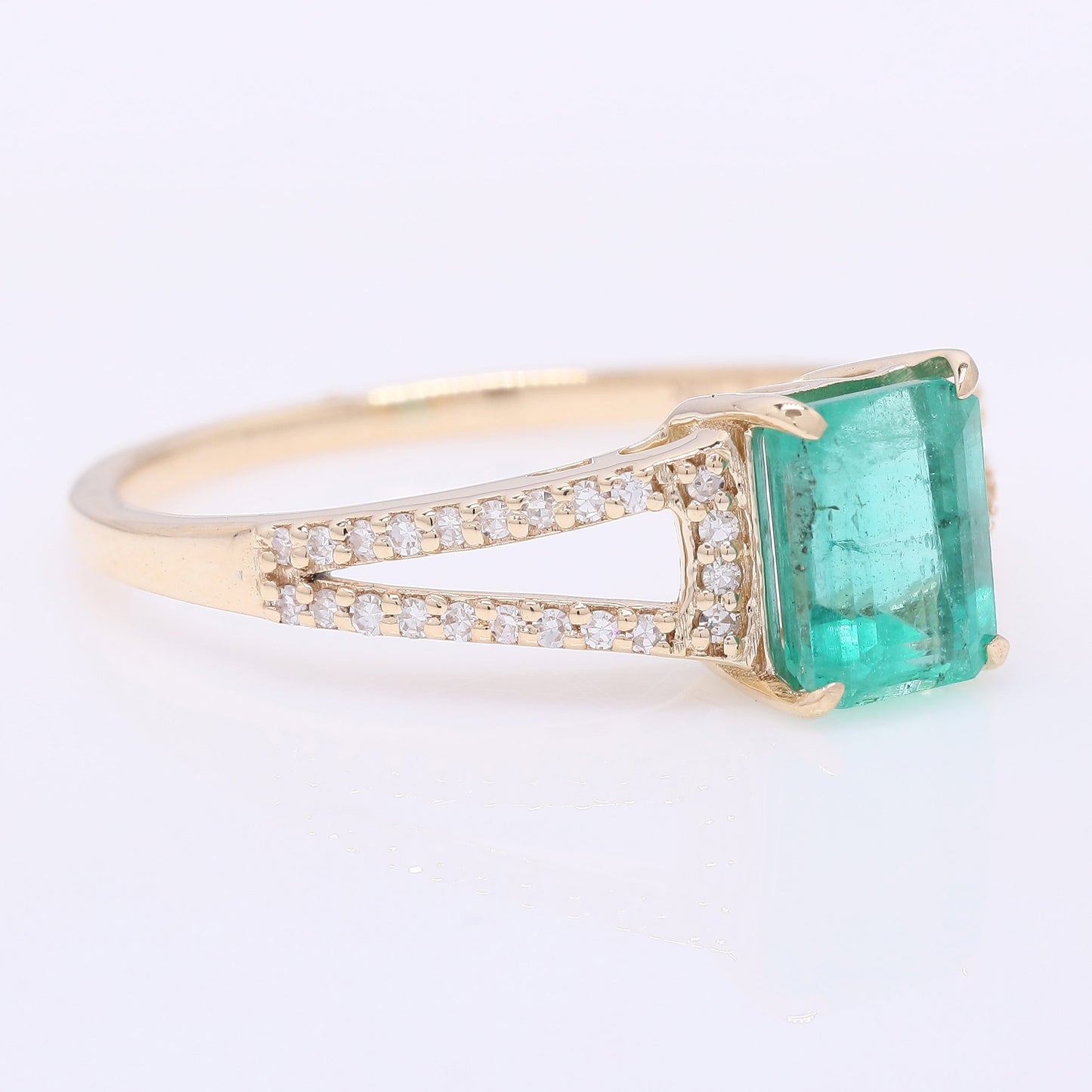 1.25 Ct Octagon Step Cut Natural Emerald 14K Gold Ring