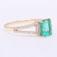 1.25 Ct Octagon Step Cut Natural Emerald 14K Gold Ring