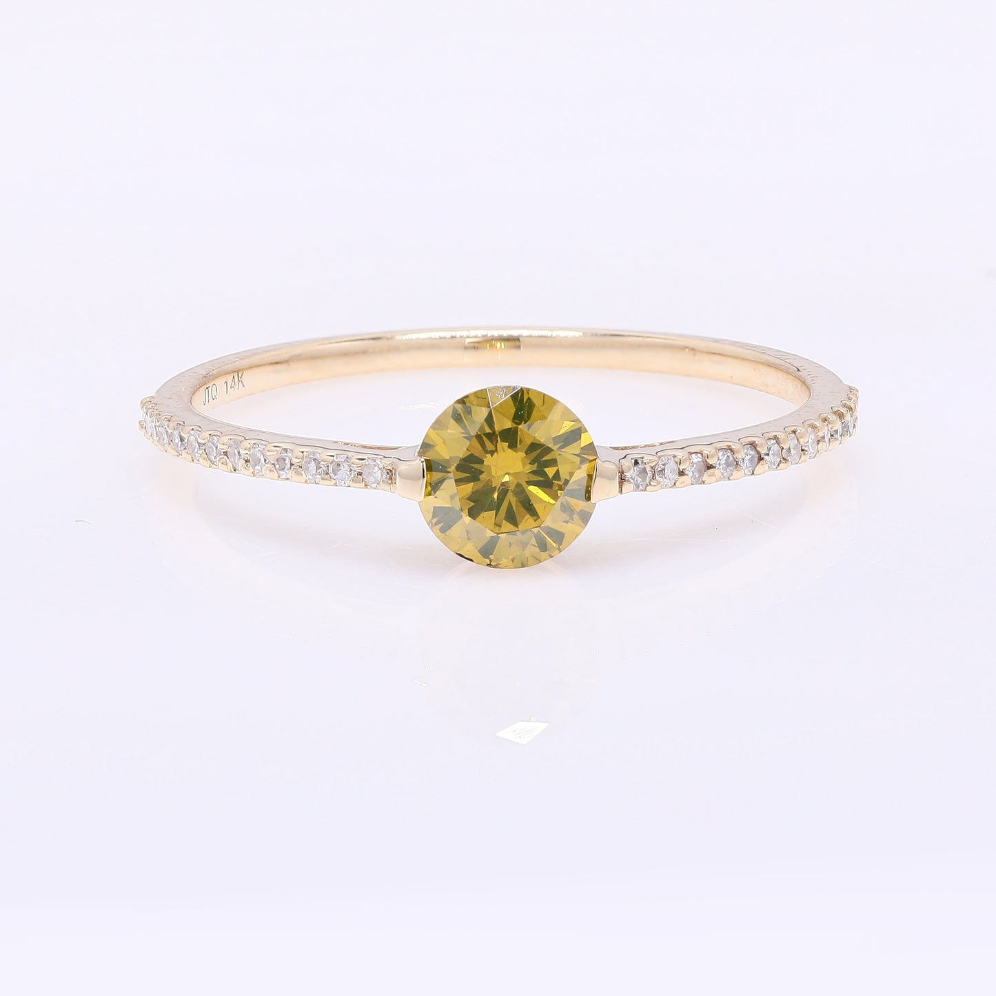 0.57 Ct Round Yellow Diamond 14K Gold Ring