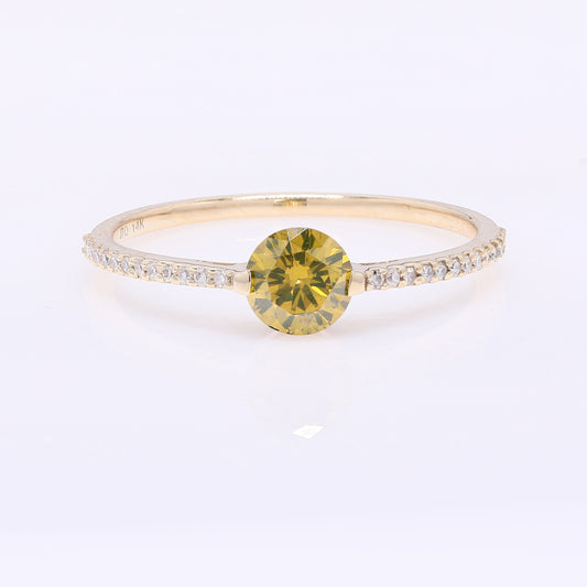 0.57 Ct Round Yellow Diamond 14K Gold Ring