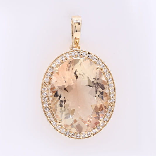 5.70 Ct Oval Mixed Cut Natural Sunstone 14K Gold Pendant