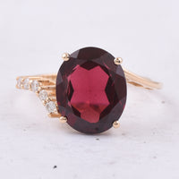 5.06 Ct Oval Natural Garnet 14K Gold Ring