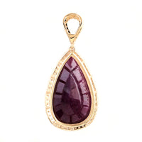 11.39 Ct Pear Mixed Cut Natural Corundum Ruby 14K Gold Pendant