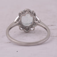 1.97 Ct Oval Mixed Cut Natural Aquamarine 950 Platinum Ring