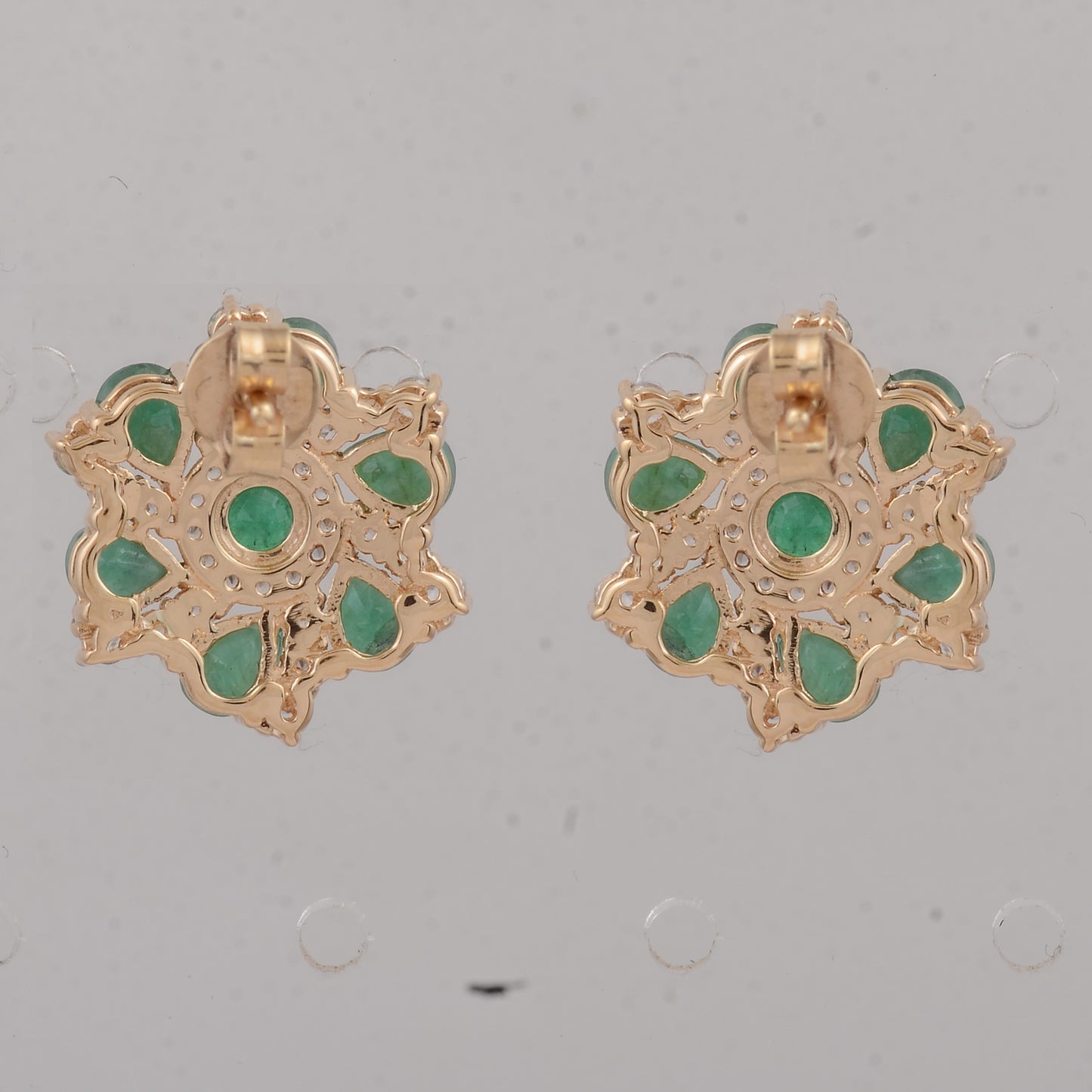 2.81 Ct Round Emerald 14K Gold Earrings