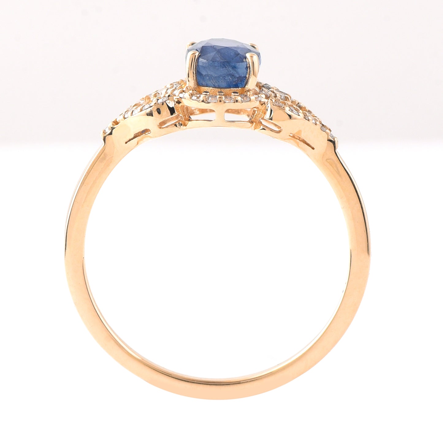 1.50 Ct Oval Mixed Cut Natural Sapphire 14K Gold Ring