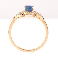 1.50 Ct Oval Mixed Cut Natural Sapphire 14K Gold Ring