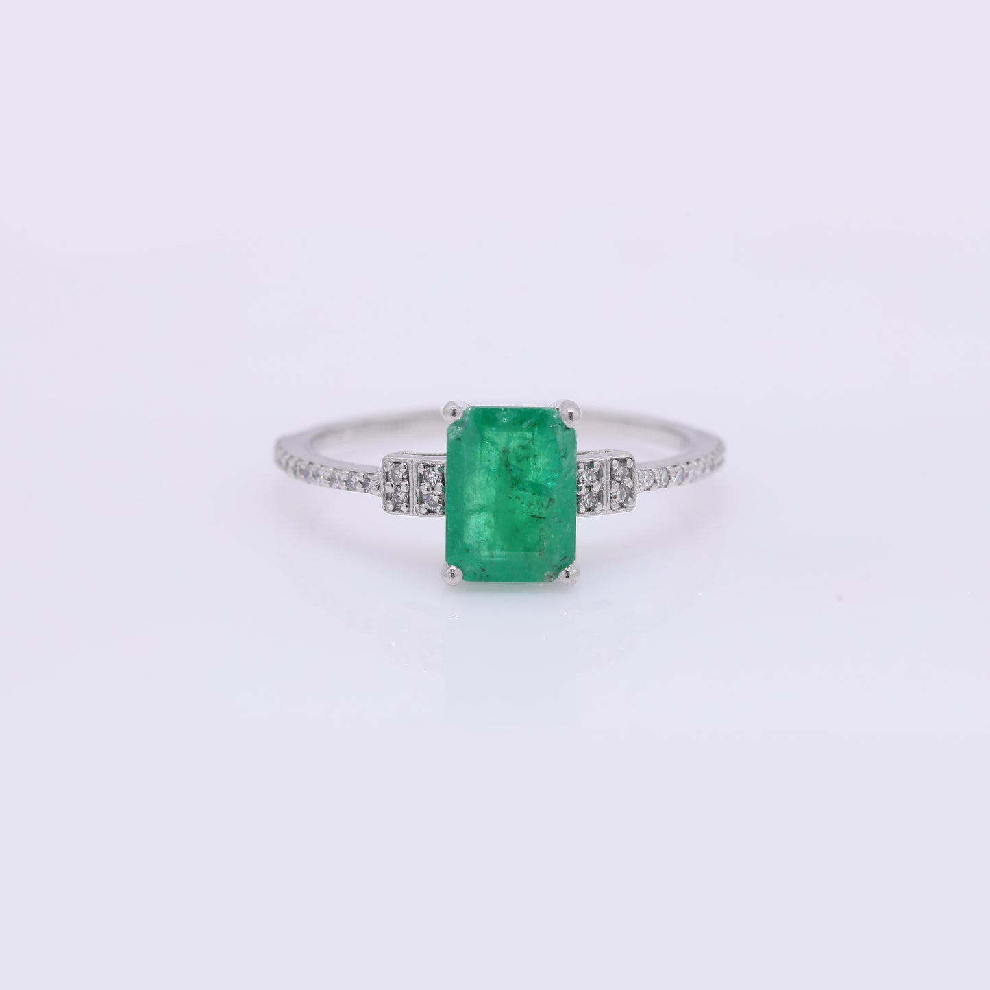 1.44 Ct Octagon Step Cut Natural Emerald 950 Platinum Ring