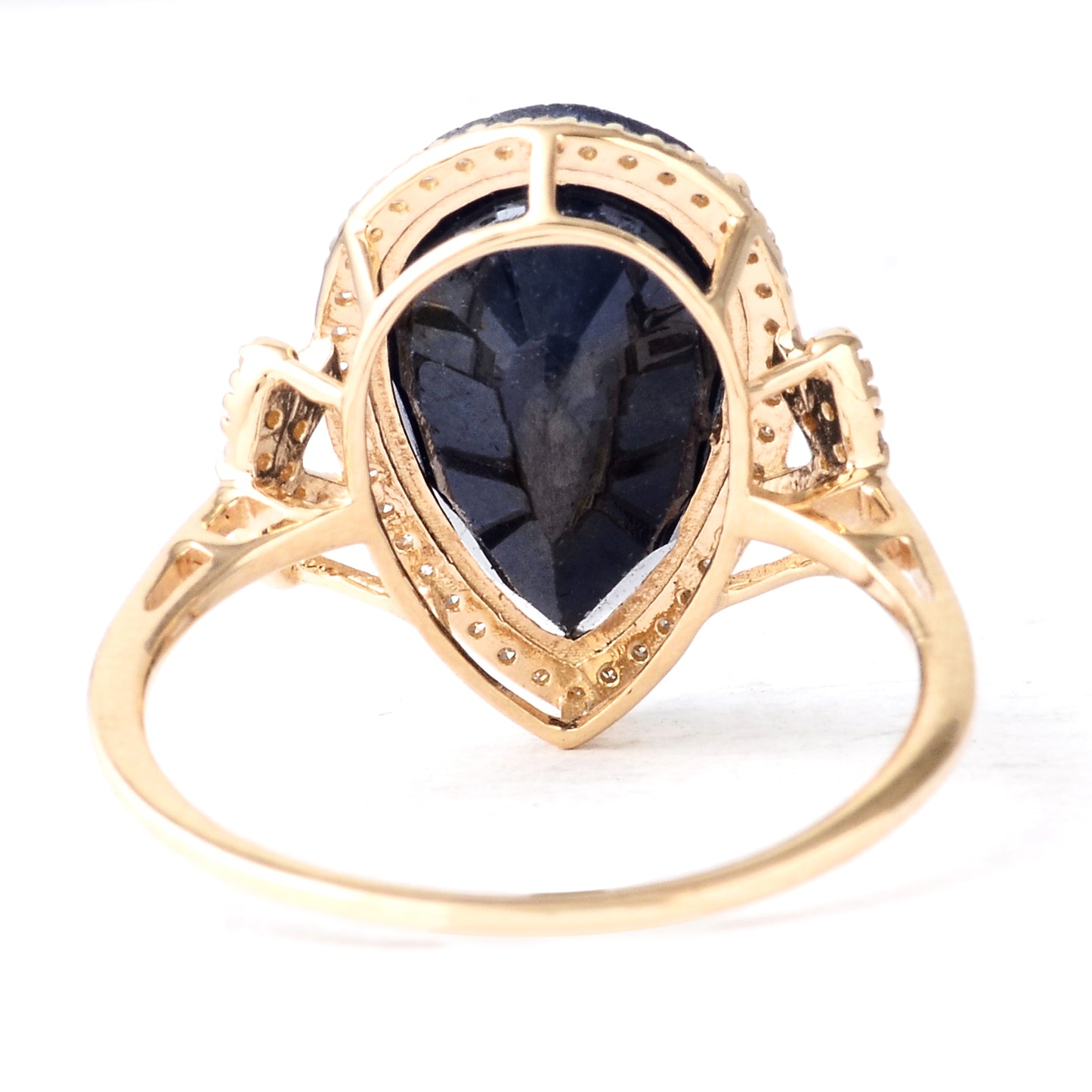 7.02 Ct Pear Mixed Cut Natural Corundum Sapphire 14K Gold Ring