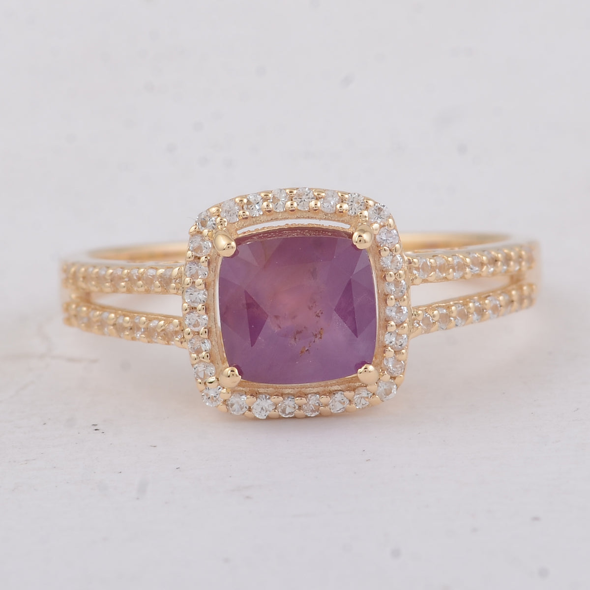 2.15 Ct Cushion Fancy Sapphire 9K Gold Ring