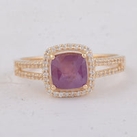 2.15 Ct Cushion Fancy Sapphire 9K Gold Ring