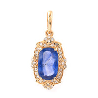 1.50 Ct Cushion Mixed Cut Natural Sapphire 14K Gold Pendant