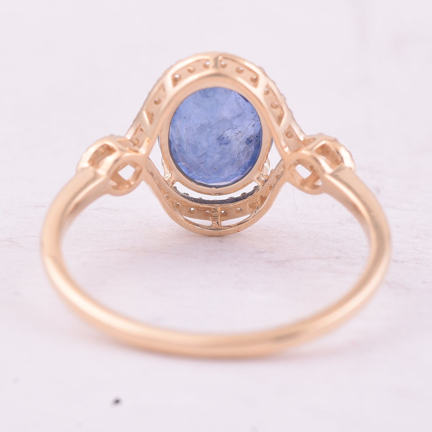 2.33 Ct Oval Mixed Cut Natural Sapphire 14K Gold Ring