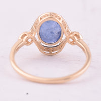 2.33 Ct Oval Mixed Cut Natural Sapphire 14K Gold Ring