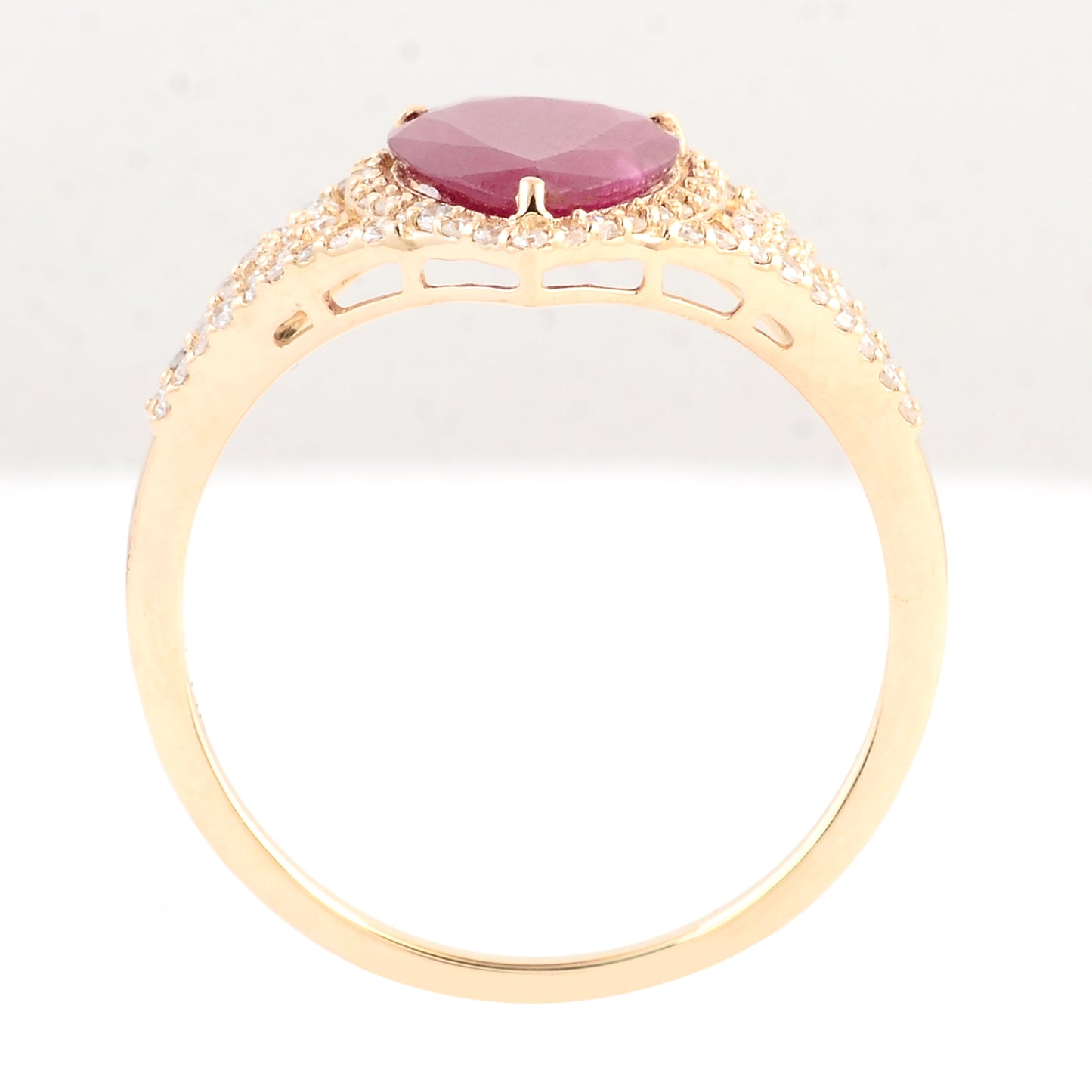 1.92 Ct Pear Mixed Cut Natural Corundum Ruby 14K Gold Ring