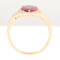 1.92 Ct Pear Mixed Cut Natural Corundum Ruby 14K Gold Ring