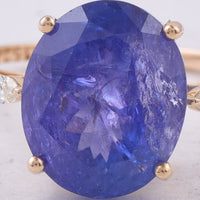 5.80 Ct Oval Natural Tanzanite 14K Gold Ring