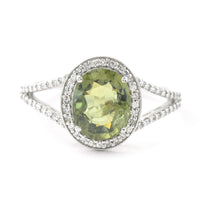 2.40 Ct Oval Mixed Cut Natural Green Sapphire 950 Platinum Ring
