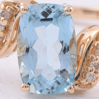 1.12 Ct Cushion Natural Aquamarine 14K Gold Ring