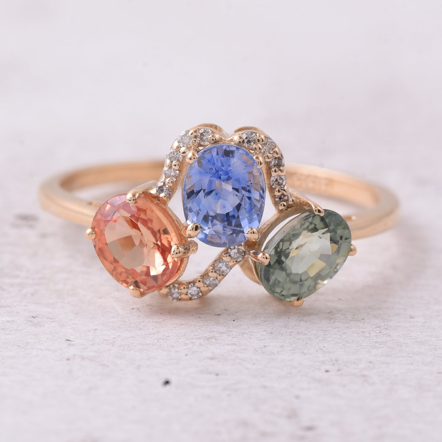 2.10 Ct Oval Natural Multi-Coloured Sapphire 14K Gold Ring