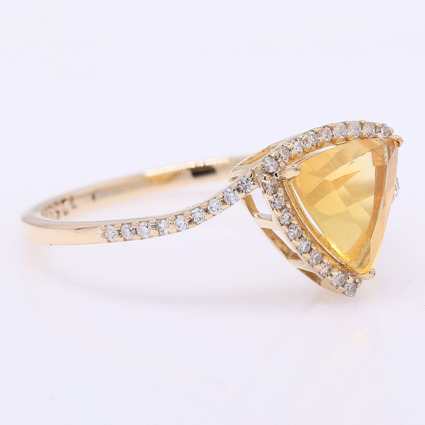 0.84 Ct Triangle Mixed Cut Natural Fire Opal 14K Gold Ring
