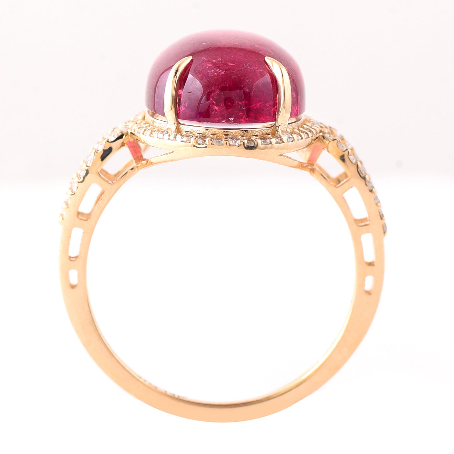 8.43 Ct Oval Cabochon Cut Natural Tourmaline 14K Gold Ring