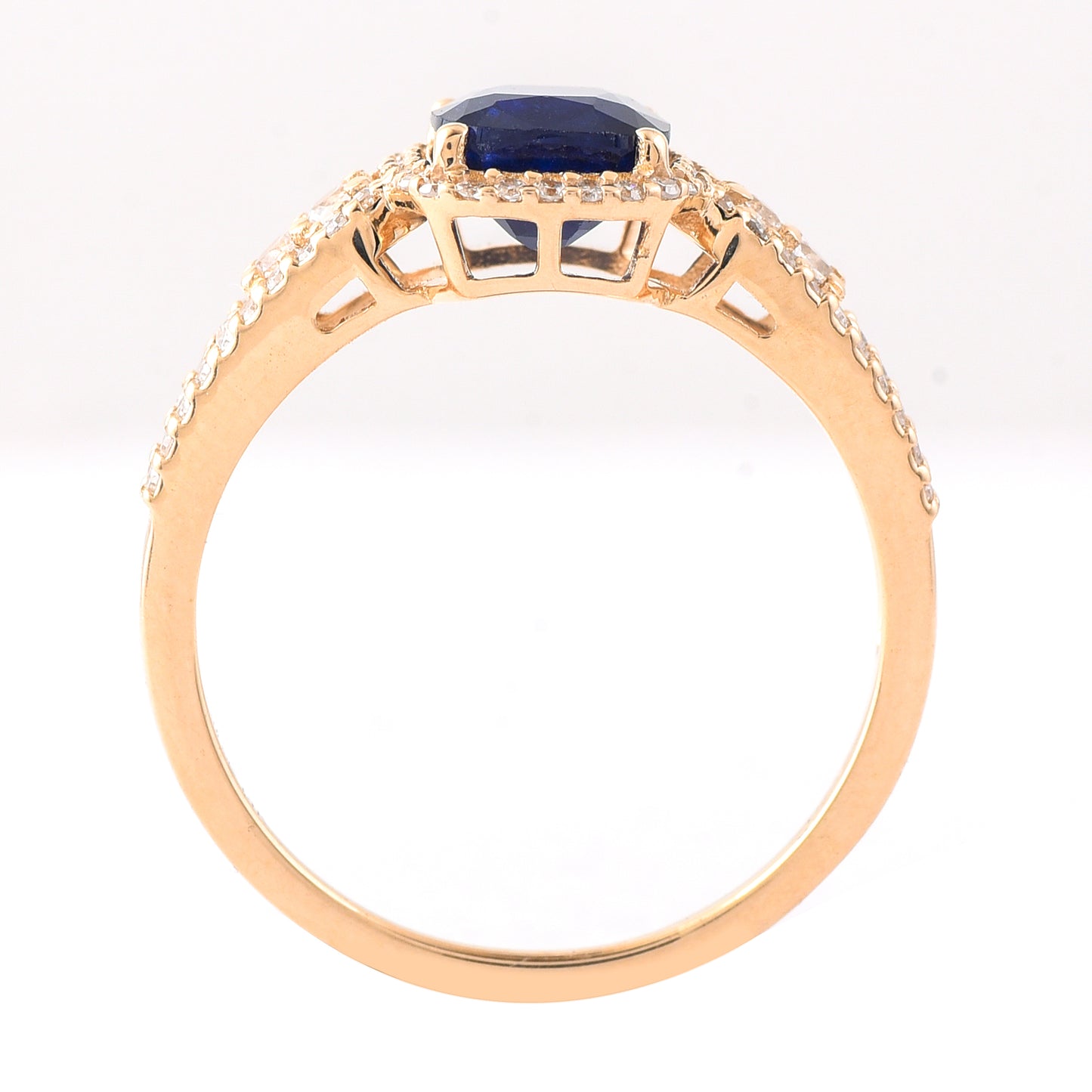 2.10 Ct Cushion Mixed Cut Natural Sapphire 14K Gold Ring