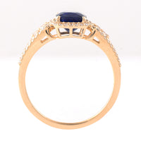 2.10 Ct Cushion Mixed Cut Natural Sapphire 14K Gold Ring