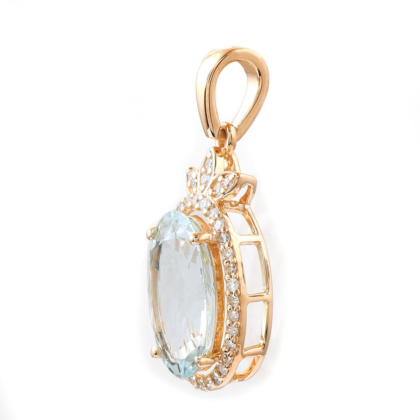 1.96 Ct Oval Aquamarine 14K Gold Pendant